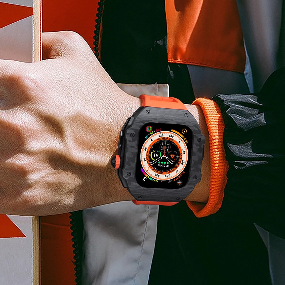 Luxus-Apple-Watch-Hüllen aus Kohlefaser für Apple Watch Ultra, 8, 7, 6, 5, 4, SE