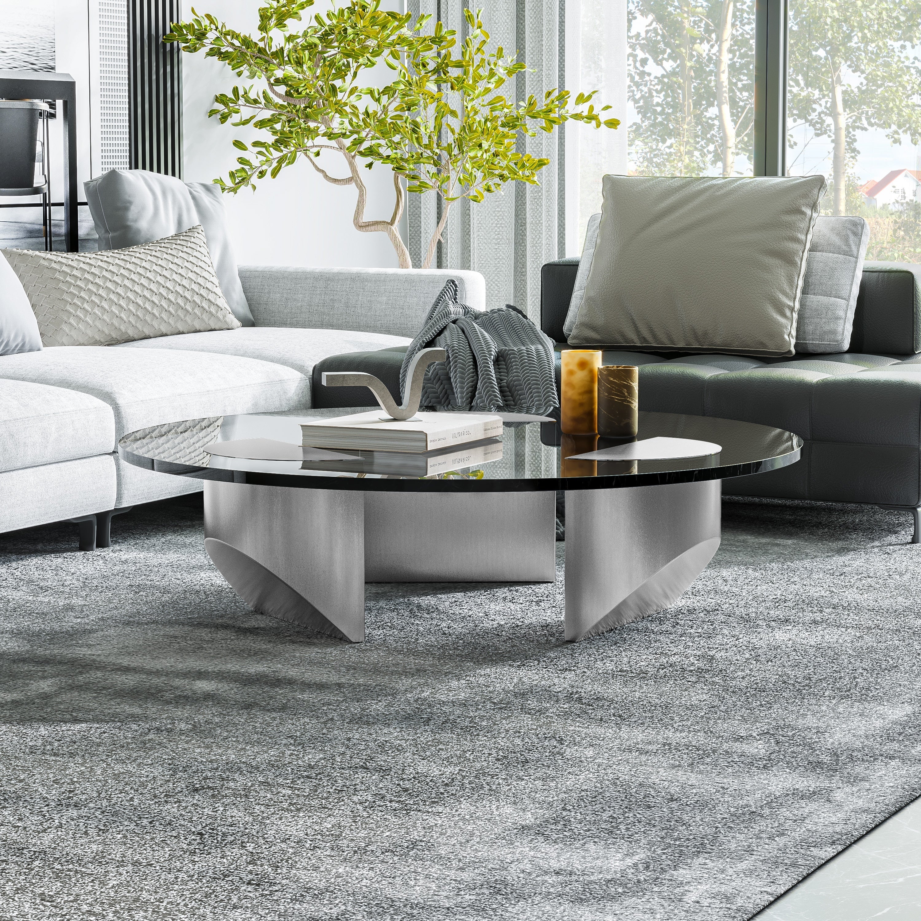 ArtZ® Nordic Design Runder Glaskeil-Couchtisch