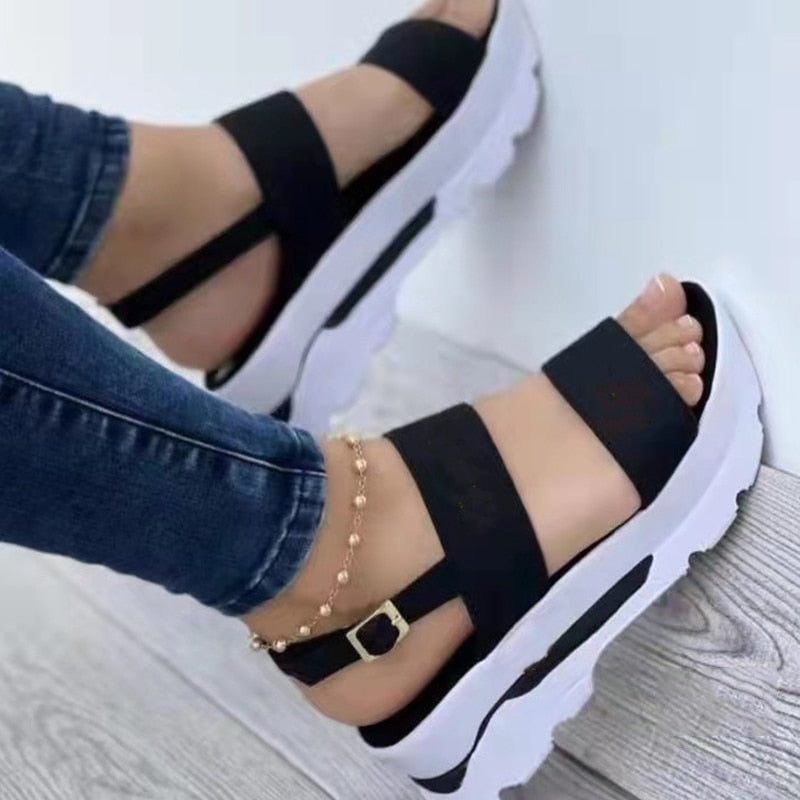 Wenkouban Women Sandals Platform Heels Sandalias Mujer 2022 Summer Sandals Wedges Shoes For Women Medium Heel Shoes Luxury Sandals Female