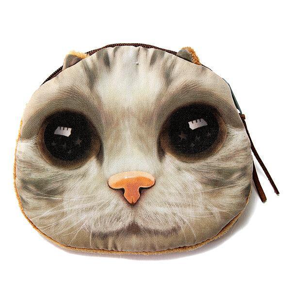 Lovely Dog Cat Face Coin Zipper Coin Pocket Mini Wallet