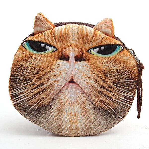 Lovely Dog Cat Face Coin Zipper Coin Pocket Mini Wallet