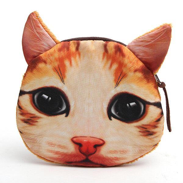 Lovely Dog Cat Face Coin Zipper Coin Pocket Mini Wallet