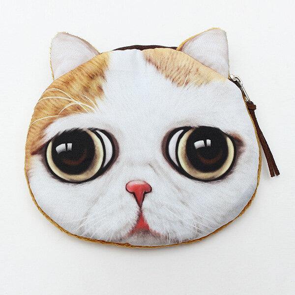 Lovely Dog Cat Face Coin Zipper Coin Pocket Mini Wallet