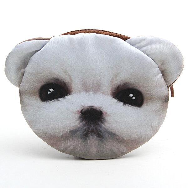 Lovely Dog Cat Face Coin Zipper Coin Pocket Mini Wallet