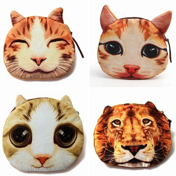 Lovely Dog Cat Face Coin Zipper Coin Pocket Mini Wallet