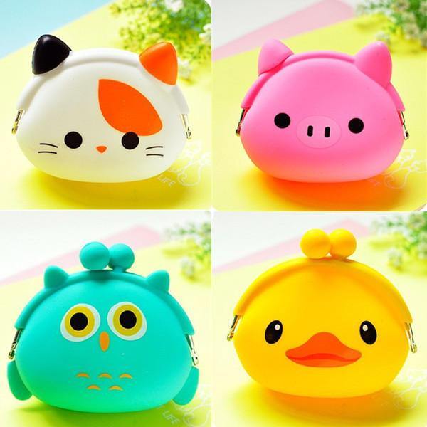 Women Silicone Jelly Coin Purse Cartoon Lovely Animal Bag