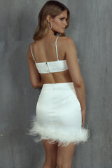 It Girl Feather Crop Top White