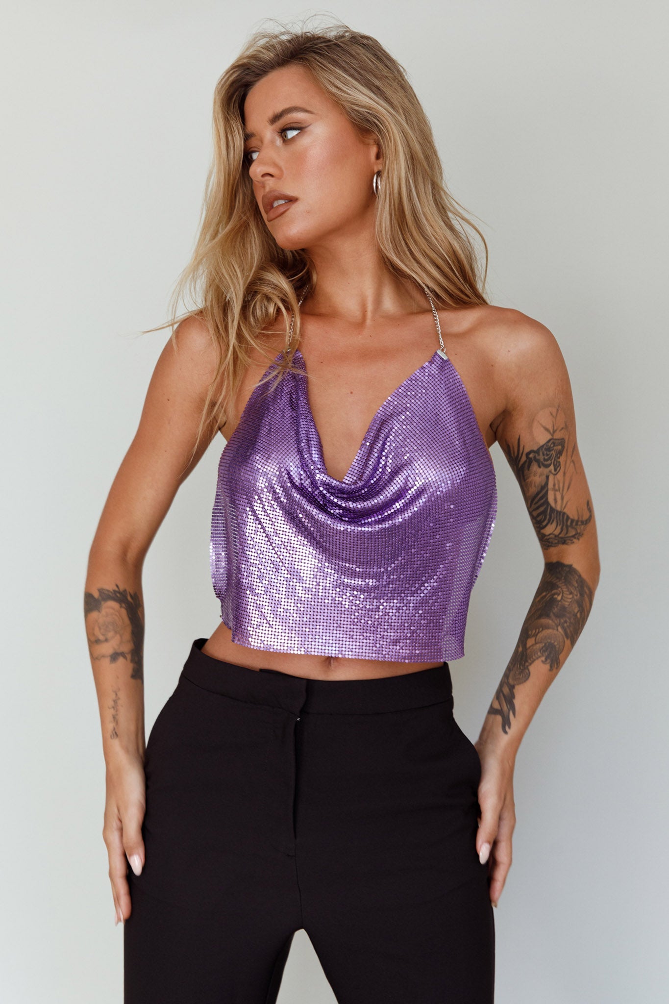 Moonshine Chain Mail Mesh Top Lavender