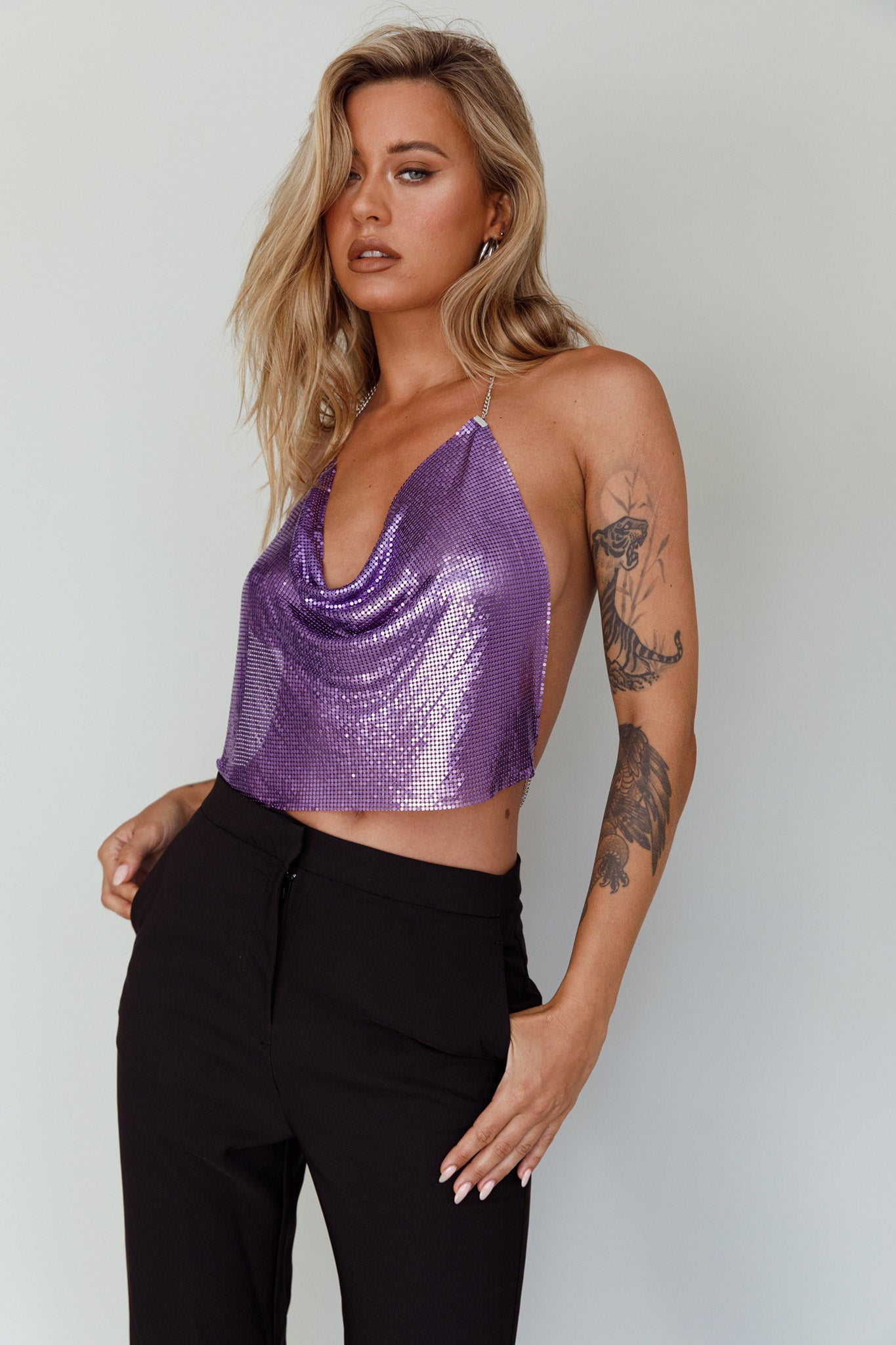 Moonshine Chain Mail Mesh Top Lavender