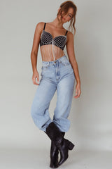 Showgirl Diamante Bra Crop Top Black