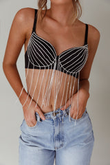 Showgirl Diamante Bra Crop Top Black