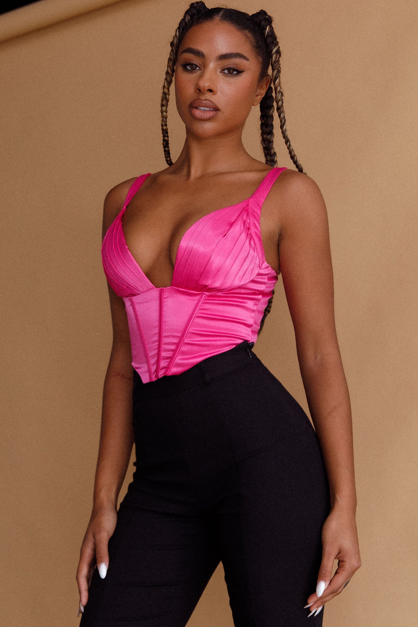 Oceane Bustier Crop Top Fuchsia