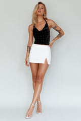 Jaydelle Halterneck Diamante Top Black