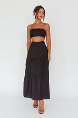 Bondi Gathered Crop Top Black