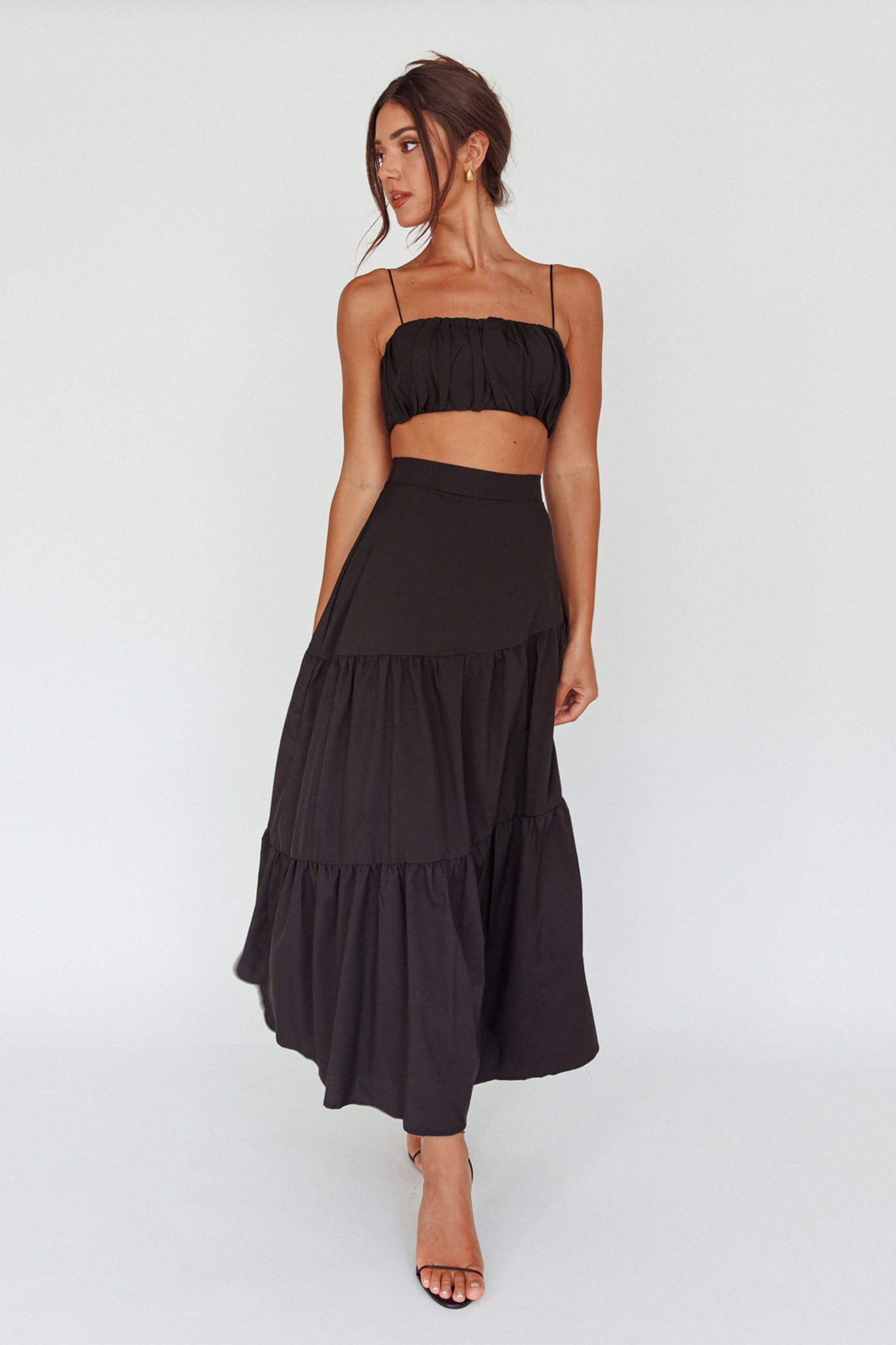 Bondi Gathered Crop Top Black