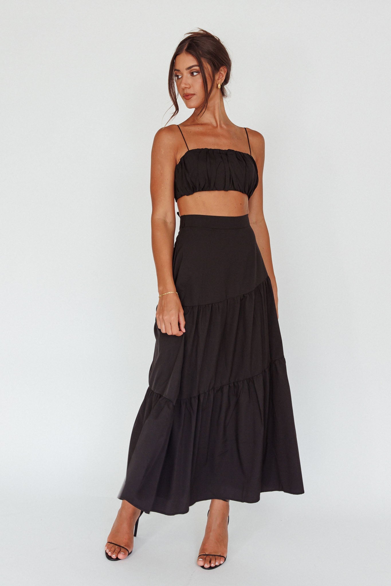 Bondi Gathered Crop Top Black