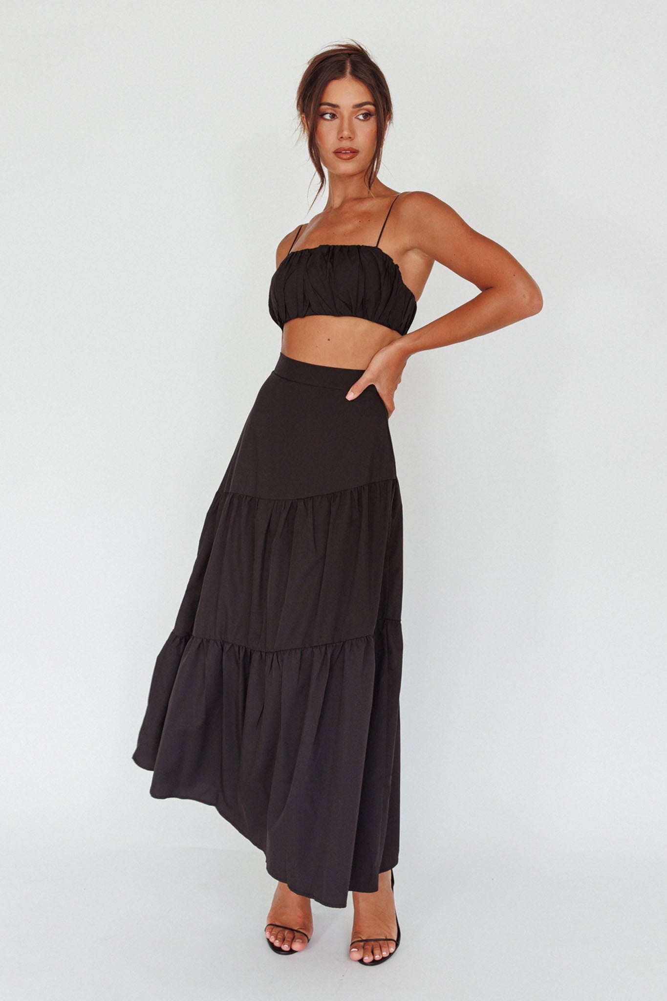 Bondi Gathered Crop Top Black