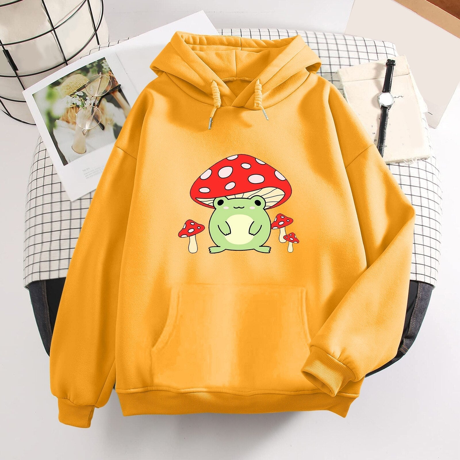 Niedlicher Booyo-Pilz-Frosch-Kapuzenpullover für Damen für Teenager-Mädchen