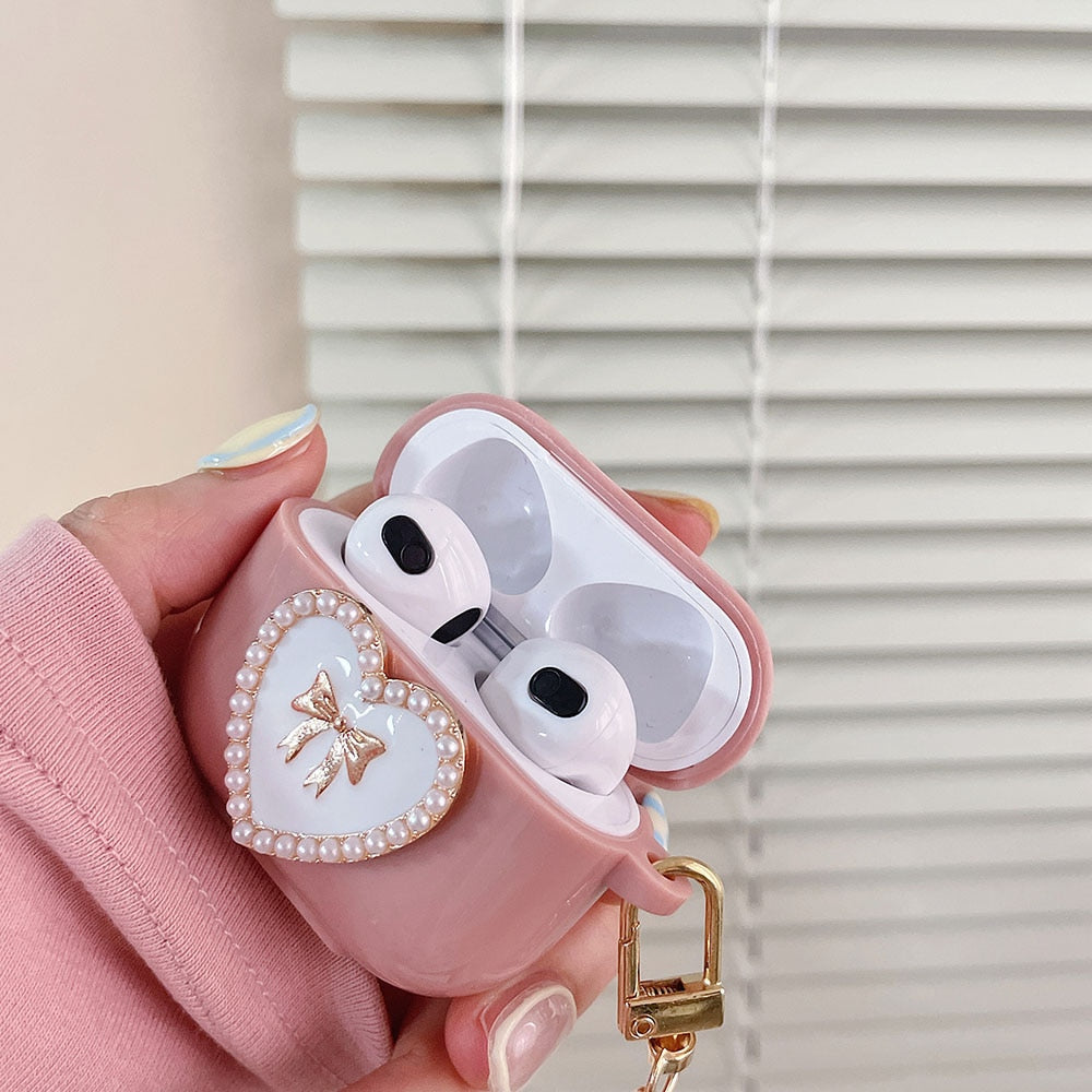 Coquette Cute Pink Heart Airpods Case