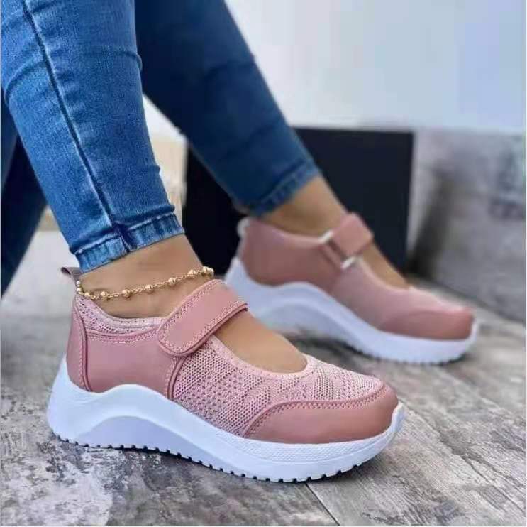 Wenkouban, zapatillas transpirables de malla, zapatos para mujer, moda 2023, plataforma de cuña de Velcro, zapatos de mujer para caminar al aire libre, zapatos deportivos informales