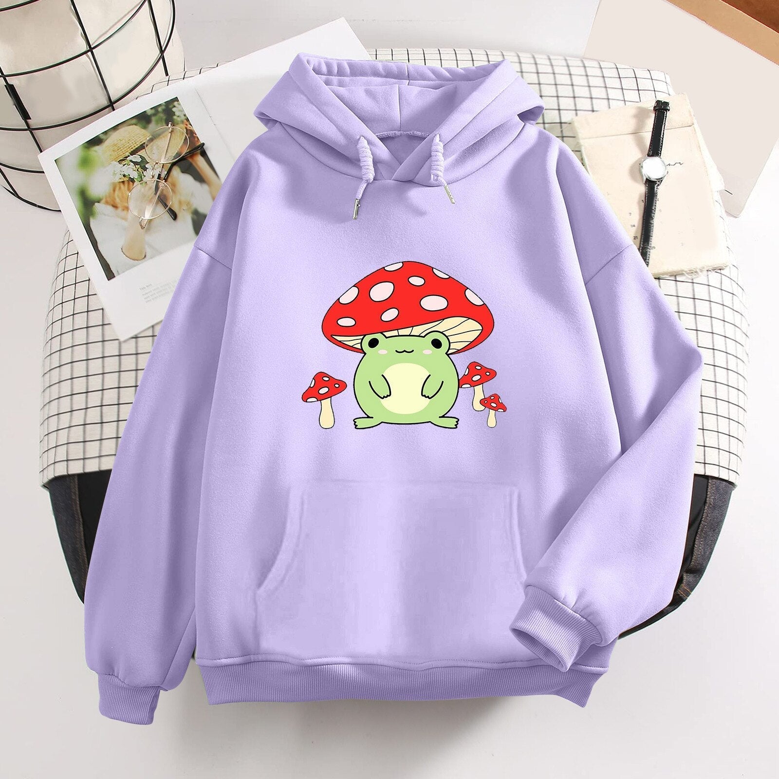 Niedlicher Booyo-Pilz-Frosch-Kapuzenpullover für Damen für Teenager-Mädchen