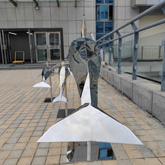 Estatuas de delfines geométricos de acero inoxidable ArtZ®