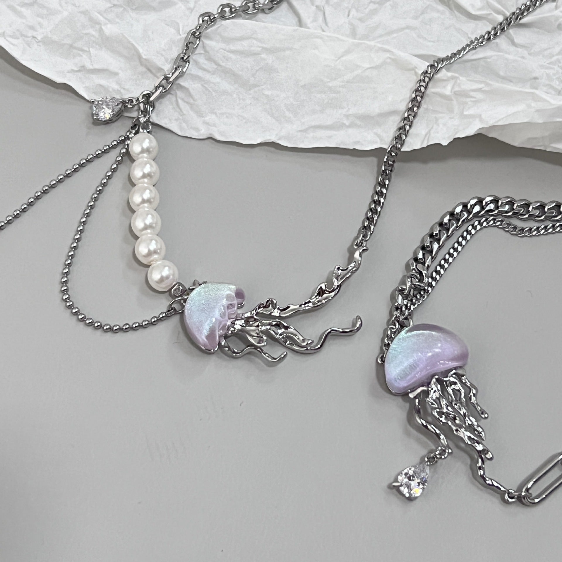 Cute Jellyfish Ring Necklace Bracelet Earring-HEARTZCORE