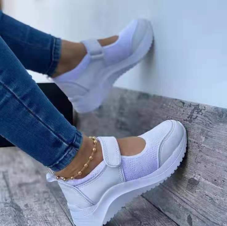 Wenkouban, zapatillas transpirables de malla, zapatos para mujer, moda 2023, plataforma de cuña de Velcro, zapatos de mujer para caminar al aire libre, zapatos deportivos informales