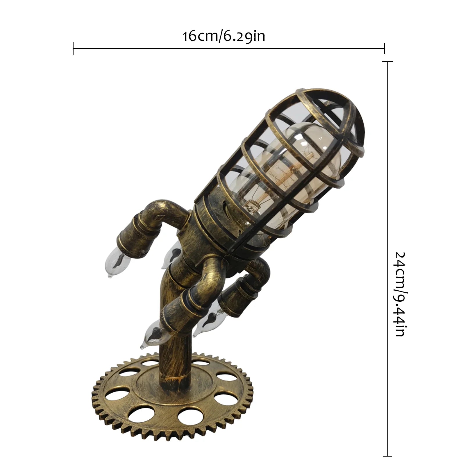 ArtZ® Steampunk-Raketen-Tischlampe