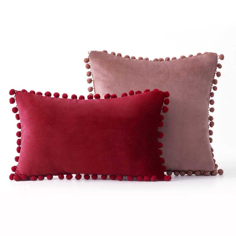 The Luxe Pom Pom Velvet Pillow Cover