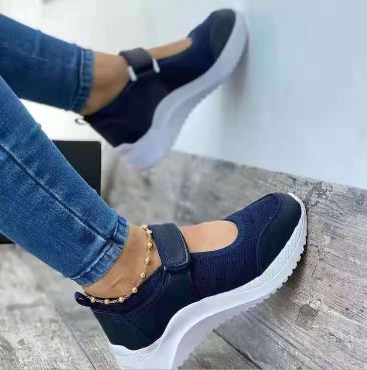 Wenkouban, zapatillas transpirables de malla, zapatos para mujer, moda 2023, plataforma de cuña de Velcro, zapatos de mujer para caminar al aire libre, zapatos deportivos informales