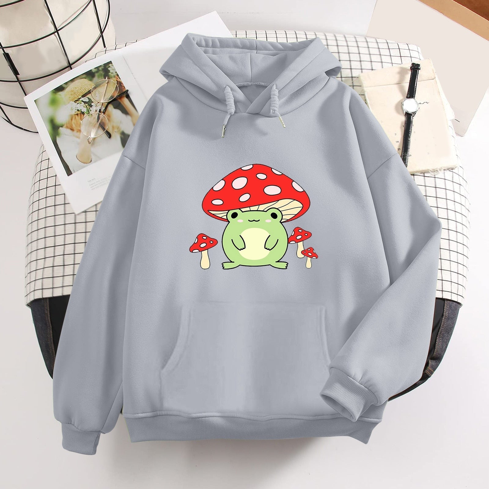 Niedlicher Booyo-Pilz-Frosch-Kapuzenpullover für Damen für Teenager-Mädchen