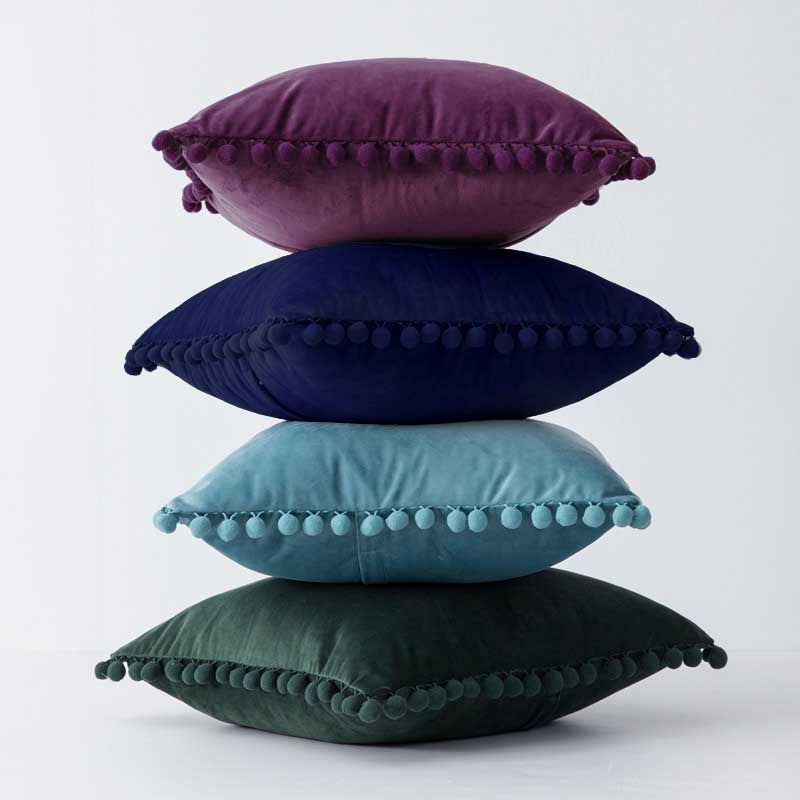 The Luxe Pom Pom Velvet Pillow Cover