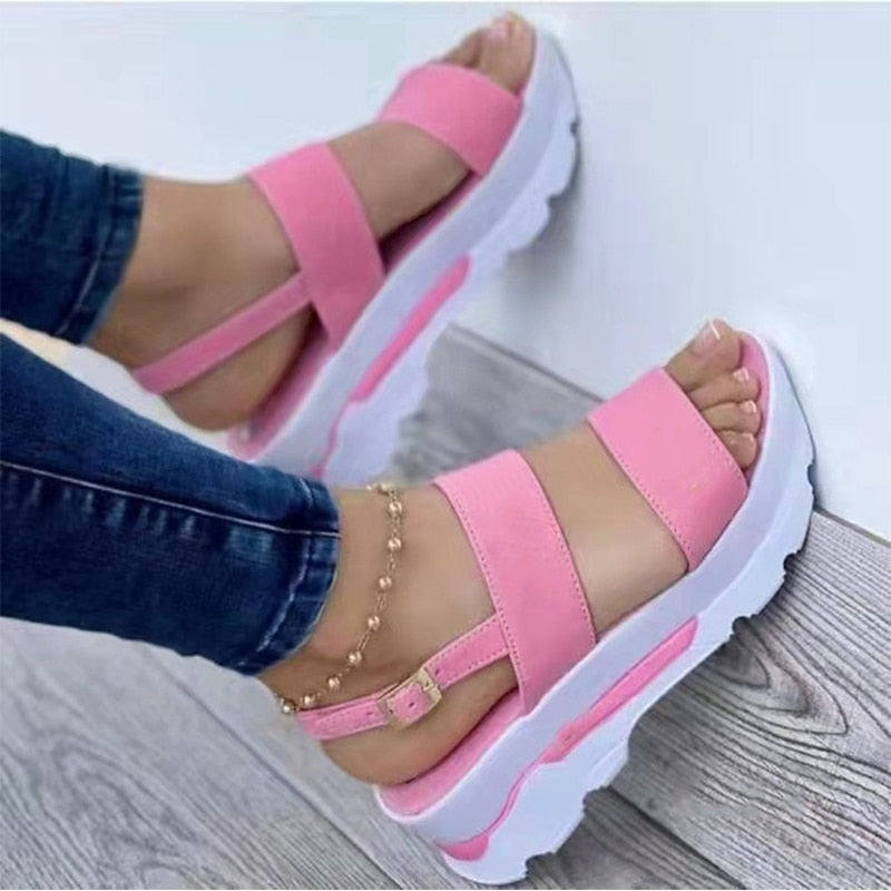 Wenkouban Women Sandals Platform Heels Sandalias Mujer 2022 Summer Sandals Wedges Shoes For Women Medium Heel Shoes Luxury Sandals Female