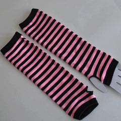 Striped Long Knit Fingerless Gloves