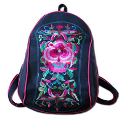 Nuevo estilo nacional mochila bordada retro bordada de moda bolso de mujer mochila de viaje mochila de lona