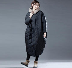 Color Block Long Women Winter Loose Duck Down Warm Women Jackets