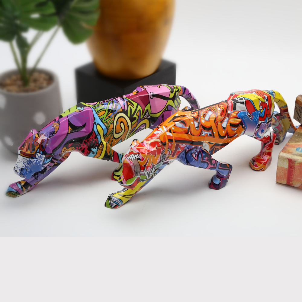 ArtZ® Graffiti bemalte Panther-Skulptur