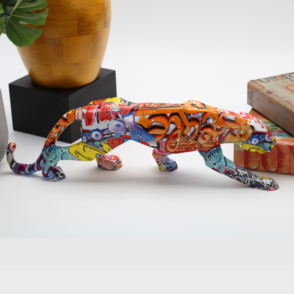 ArtZ® Graffiti bemalte Panther-Skulptur