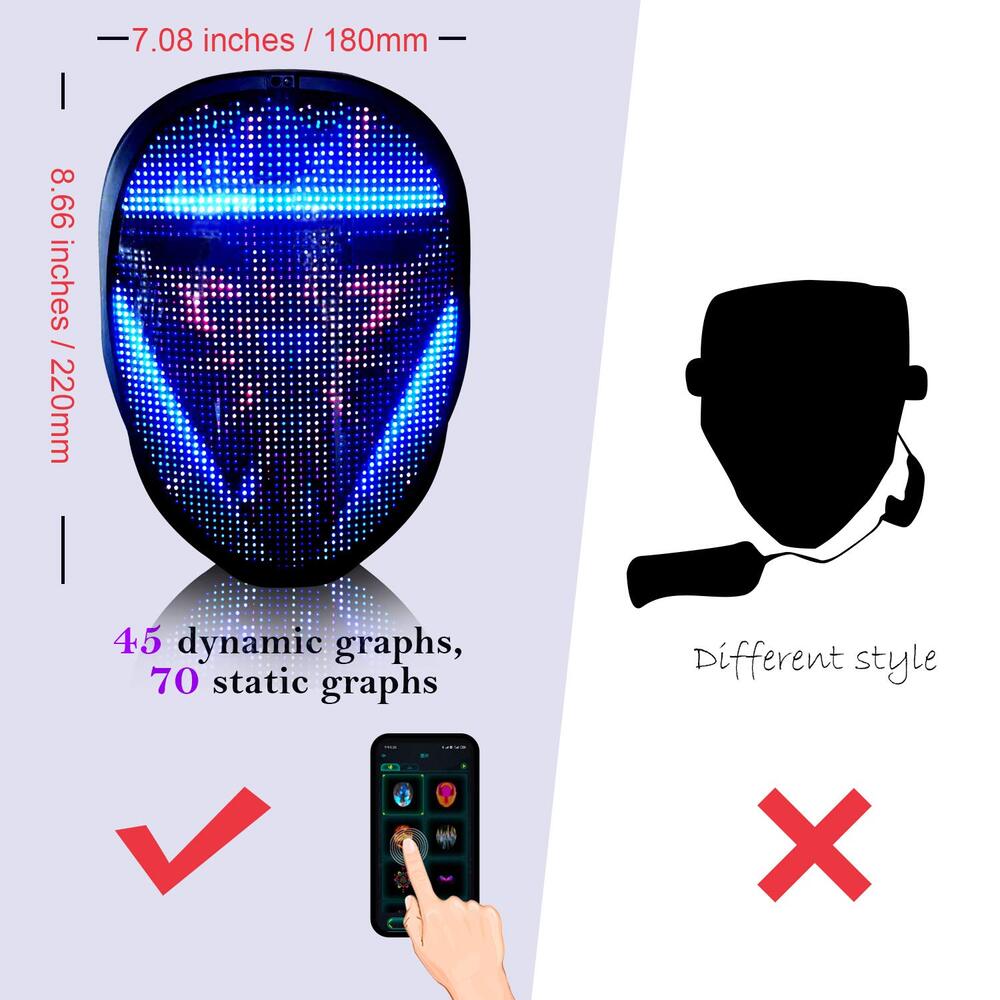 Led Shining Mask mit programmierbarem Bluetooth