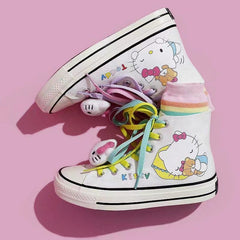 Cute Kawaii Cat High Top Canvas