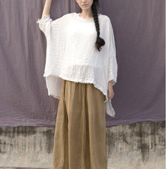 Women Linen Tops Women Blouse 3/4 Sleeves Loose Style H9504