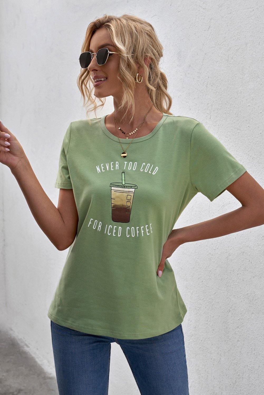 Nunca demasiado frío para la camiseta de café helado