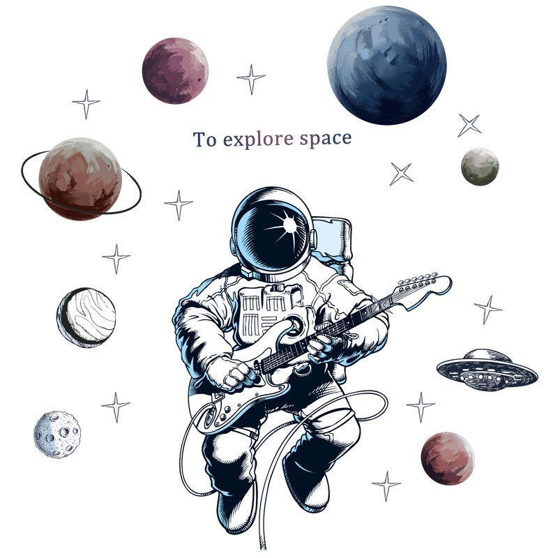 Space Theme Astronaut Wall Sticker Dormitory Living Room Wall Decor Self-Adhesive Bedroom 3d Kids Room Decoration Home Decor