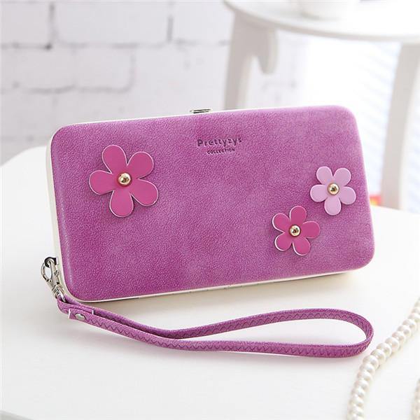 Women Flower 5.5 Inch Phone PU Wallet Case Cover Long Wallet