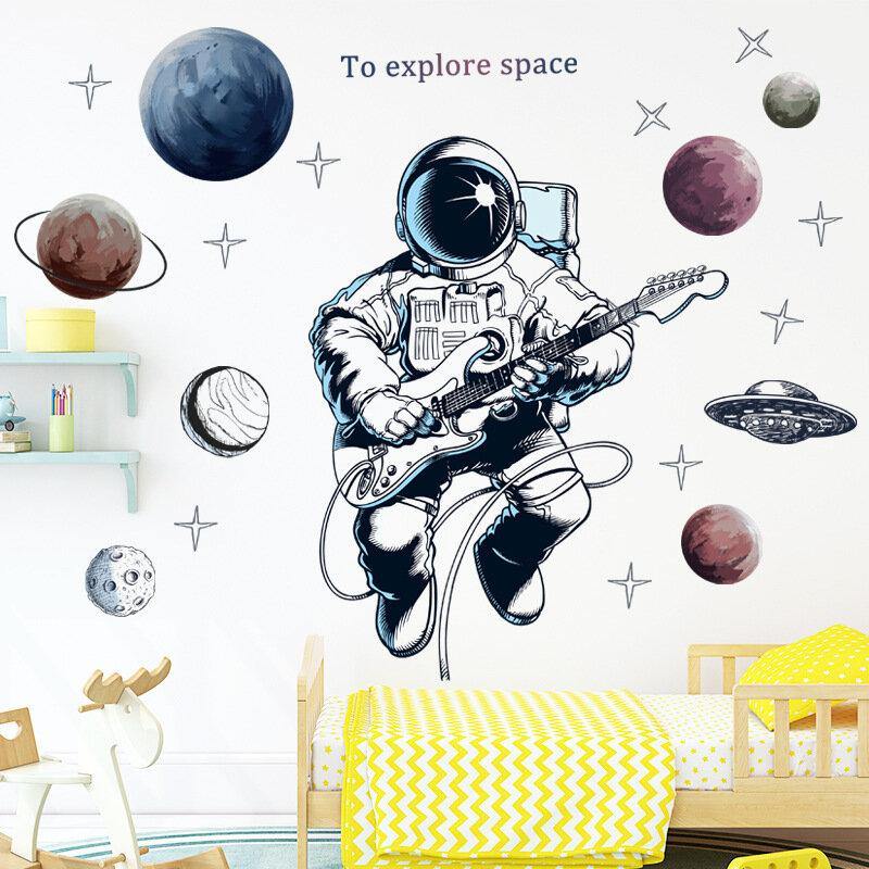 Space Theme Astronaut Wall Sticker Dormitory Living Room Wall Decor Self-Adhesive Bedroom 3d Kids Room Decoration Home Decor