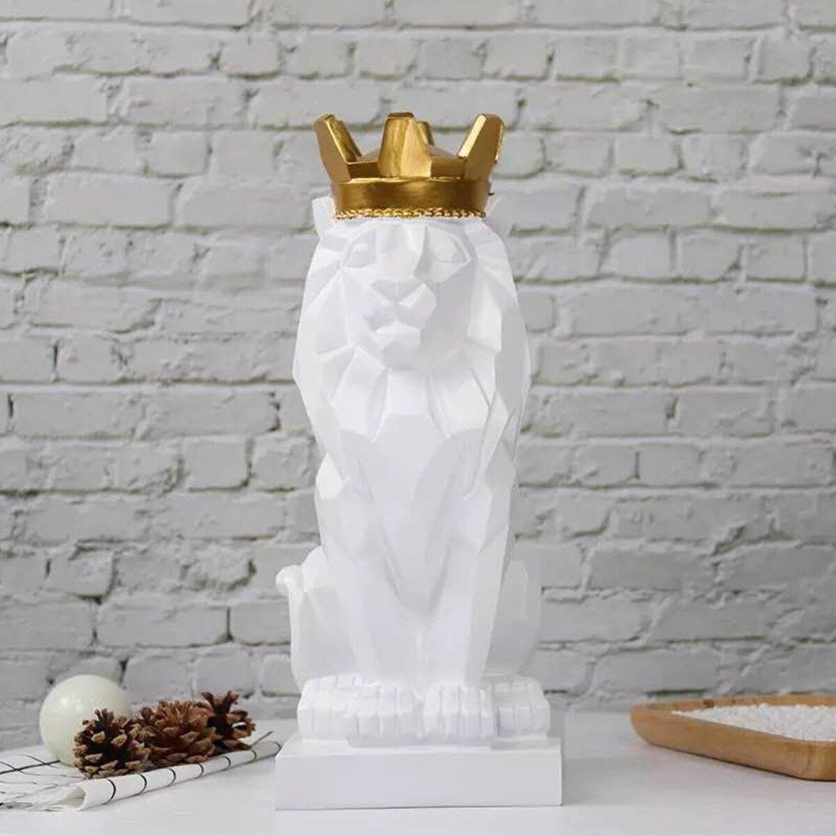 Nordic Handsome Crown Lion Harz Statue Handwerk Home Decor Skulpturen Geschenk 