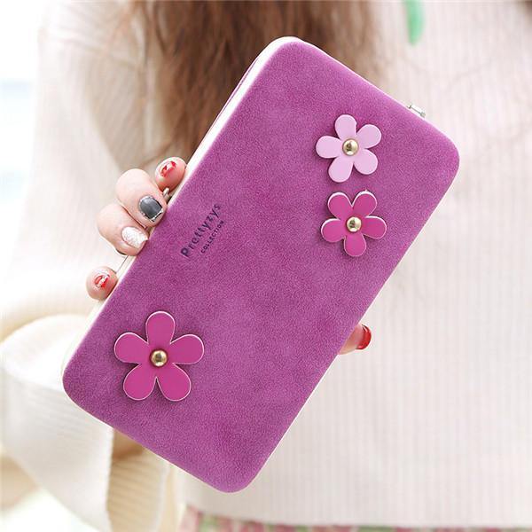 Women Flower 5.5 Inch Phone PU Wallet Case Cover Long Wallet