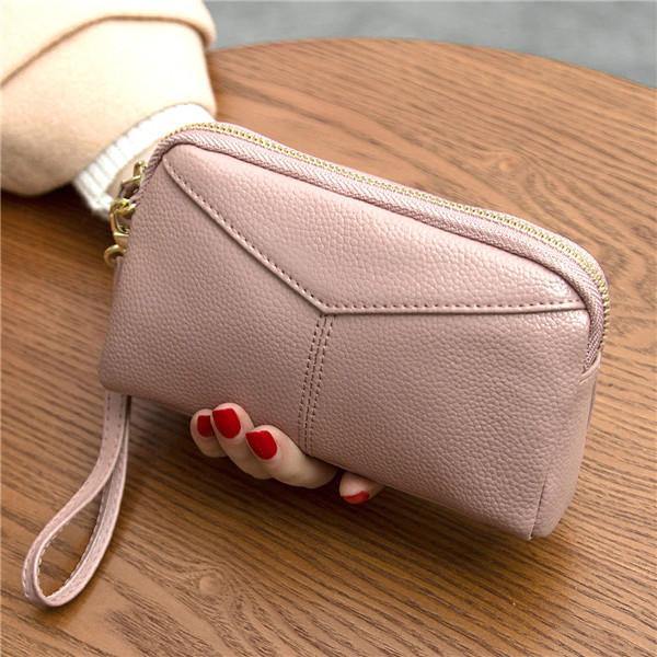 Cartera de mano para teléfono de 6,3 pulgadas de piel de vaca auténtica para mujer, monedero para tarjetas y llaves, 5 colores 