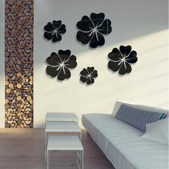 5Pcs Flower Pattern Mirror Sticker Home Decor 3D Decal Art DIY Mural Decal For Living Room Decoration PVC Self Adhesive Poster